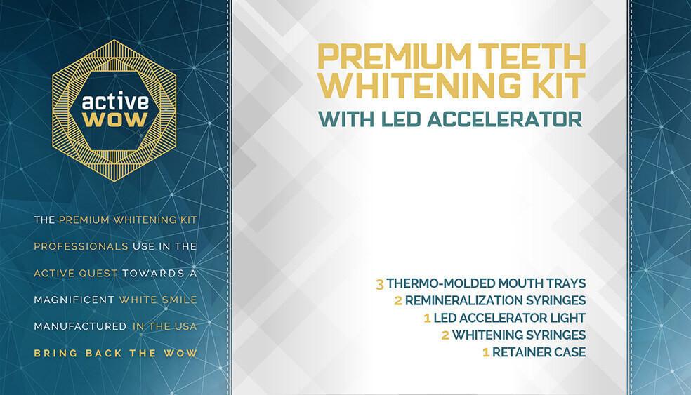 Active Wow Premium Teeth Whitening Kit w/ LED Accelerator - bodytonix