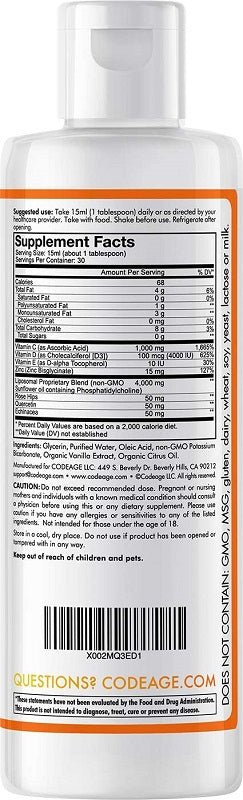 Codeage Nanofood Liposomal Wonder-C Liquid Vitamins - bodytonix