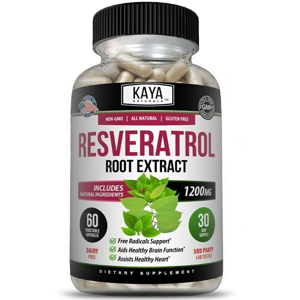 Kaya Naturals Resveratrol 1200mg Supplement - bodytonix