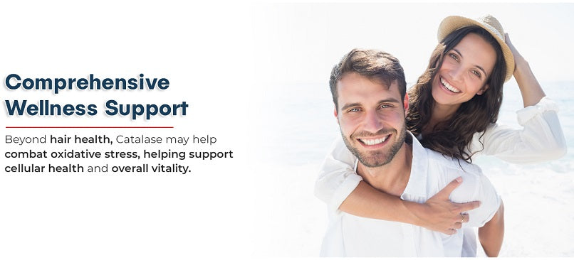 Dietary supplement wellness support banner with embracing couple and brand promotion
