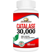 Rise-N-Shine Catalase 30,000 dietary supplement bottle, 60 capsules