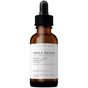 Amber facial serum bottle with black dropper cap, Triple Repair label