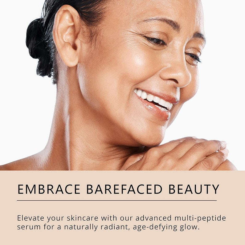 Woman applying facial serum along cheek and neck; radiant skin