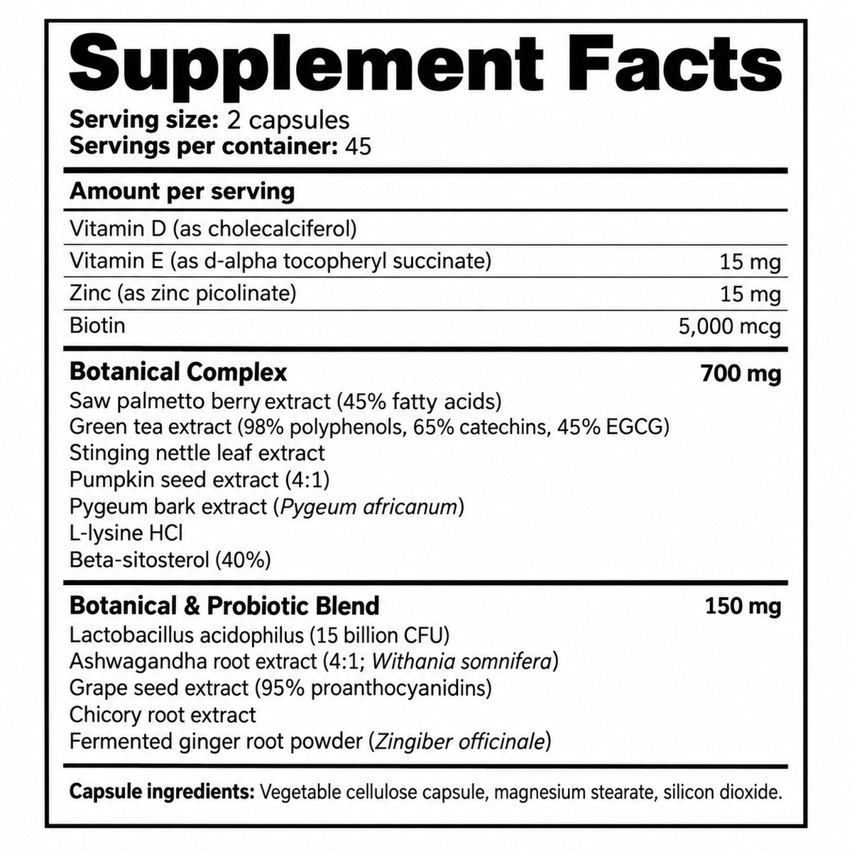 Crotar Origins DHT Hair Support Pro+ — Supplement Facts