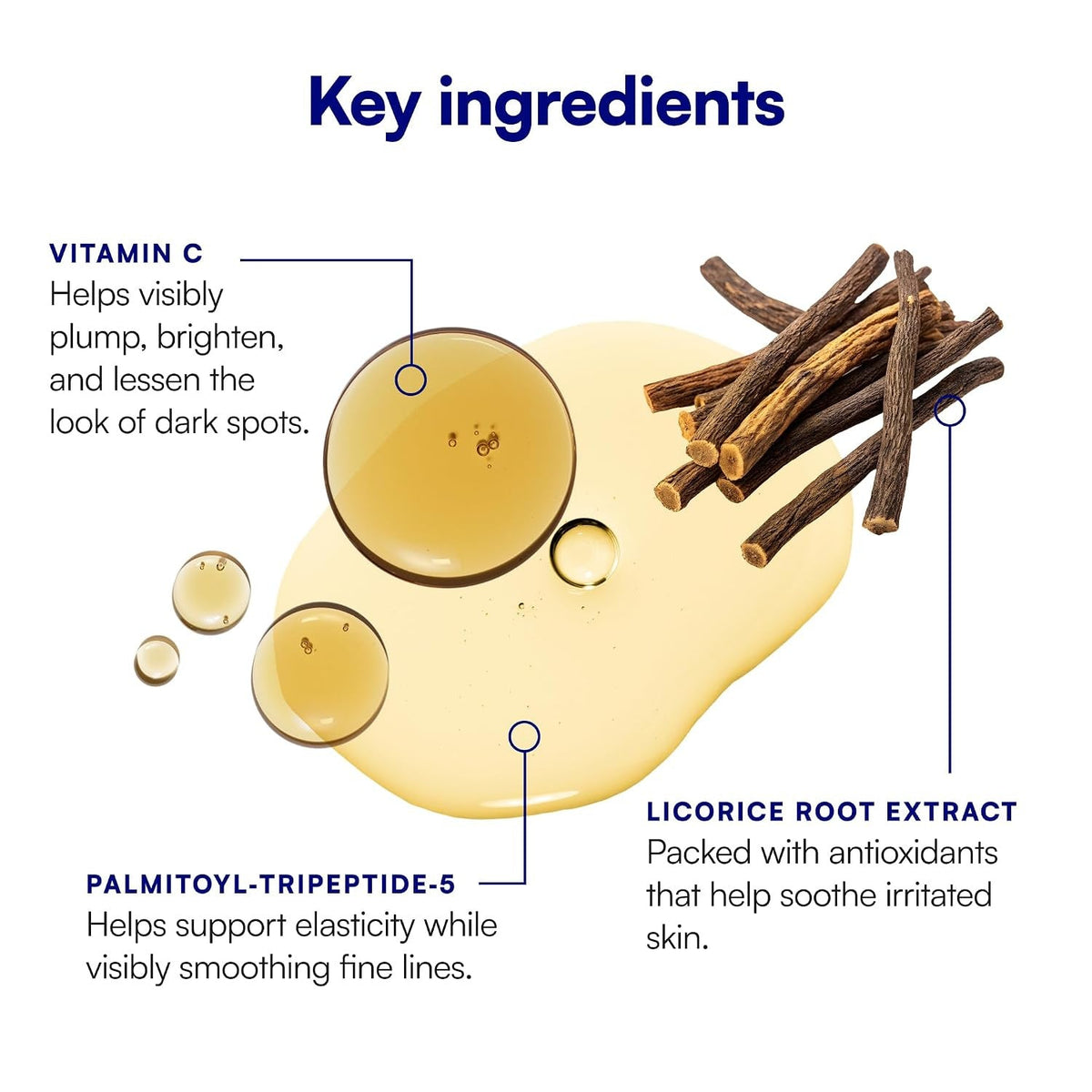 Key ingredients: vitamin C, palmitoyl-tripeptide-5, licorice root extract