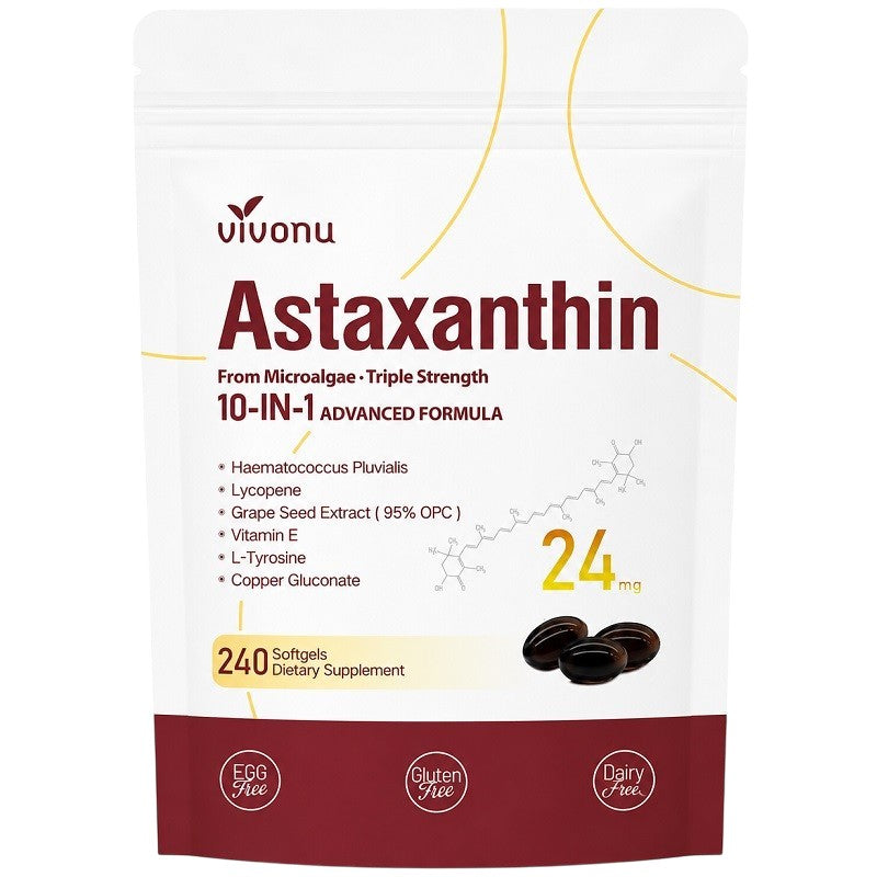 Antioxidant supplement pouch with 24 mg dosage and 10-in-1 formula, 240 softgels