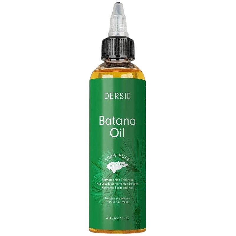 Dersie batana oil bottle with dropper cap; amber oil in green 118 ml bottle