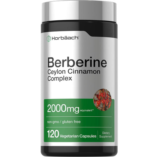 Horbaach Berberine Ceylon Cinnamon Complex bottle, 2000mg, 120 vegetarian capsules