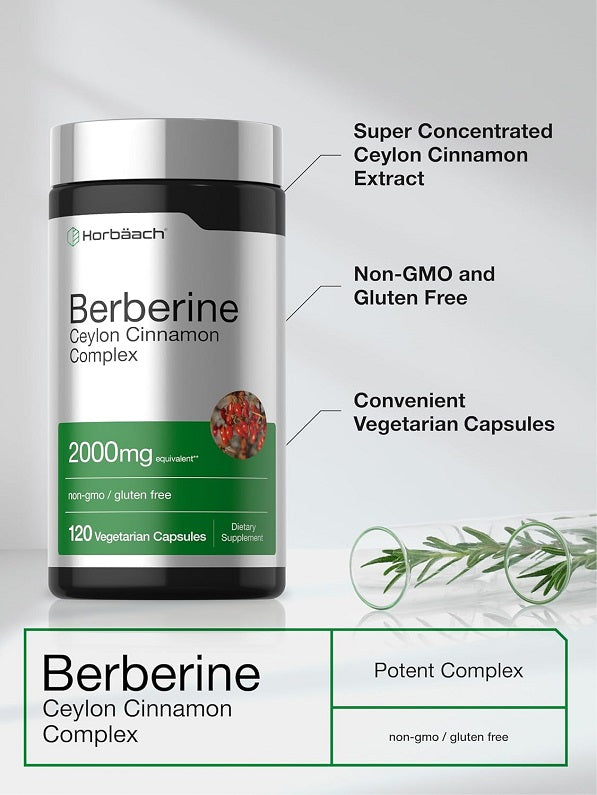 Horbaach Berberine + Ceylon Cinnamon Complex 2000mg