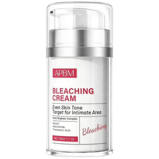 APBM bleaching cream 50ml bottle with silver cap and clear label