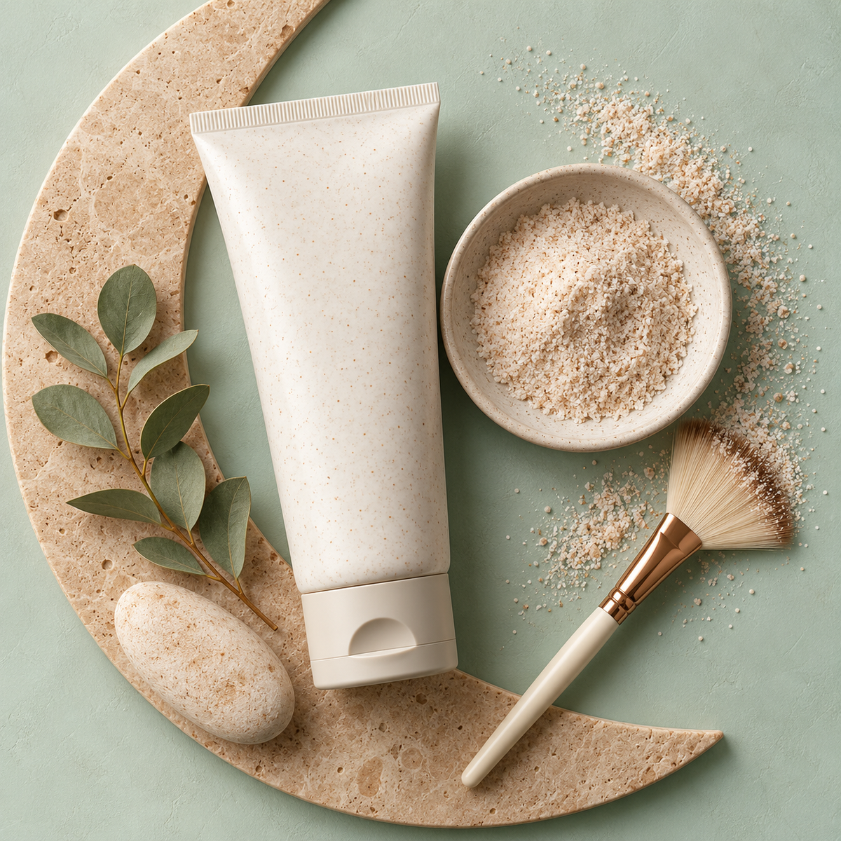 Generic exfoliating product, powder and brush