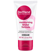 DerMend moisturizing bruise formula cream tube, white with pink base, net wt 70 g