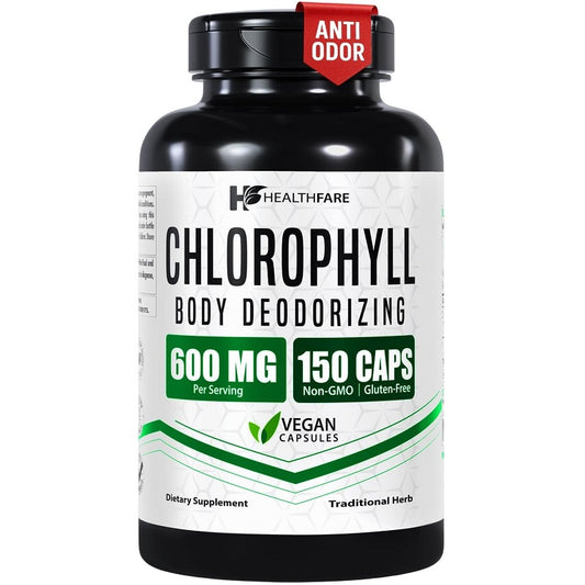Chlorophyll body deodorizing capsule bottle, 600 mg, 150 vegan capsules