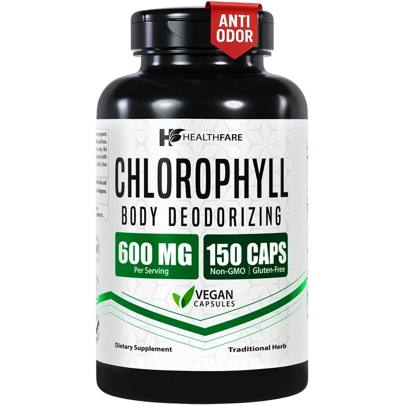 Chlorophyll body deodorizing capsule bottle, 600 mg, 150 vegan capsules