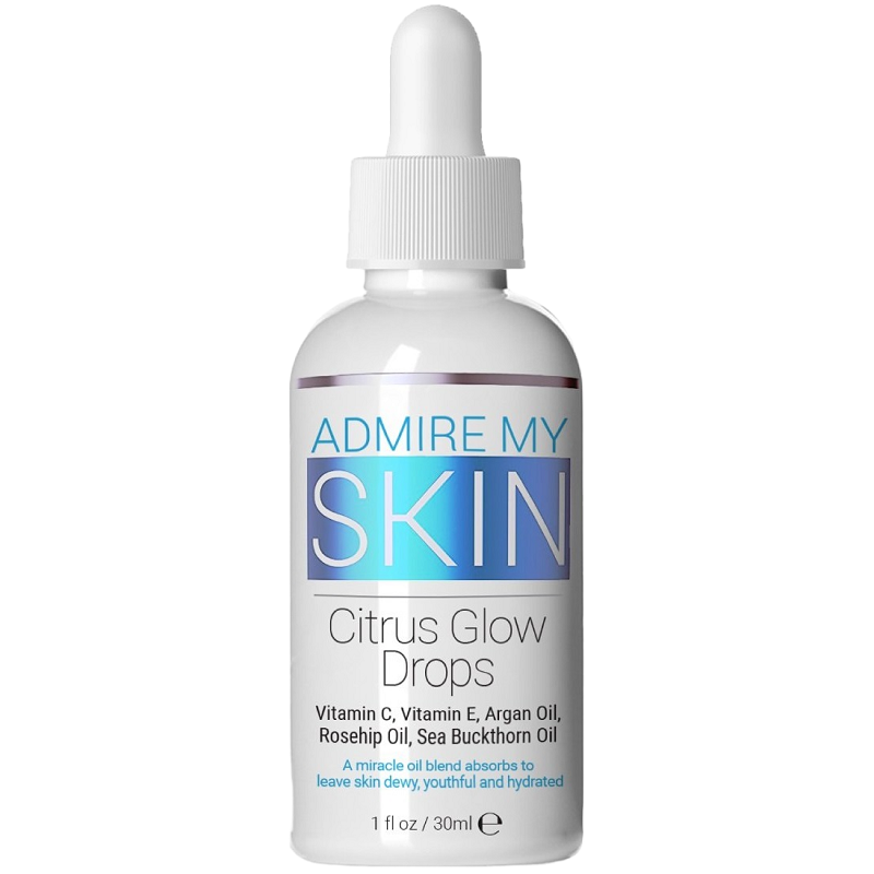 Admire My Skin Citrus Glow Drops bottle with white cap, 30 ml