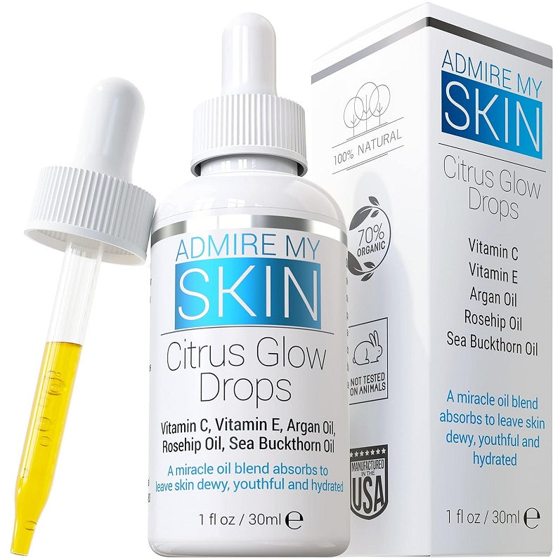 Admire My Skin Citrus Glow Drops with dropper, plus box; 30 ml bottle