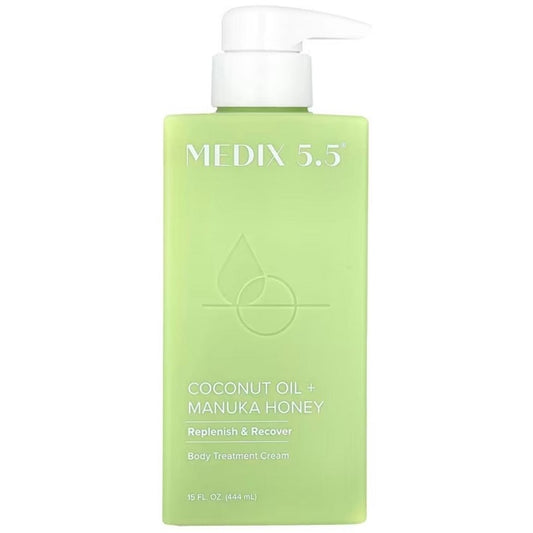 Medix 5.5 coconut oil + manuka honey body cream bottle with pump, 444 ml
