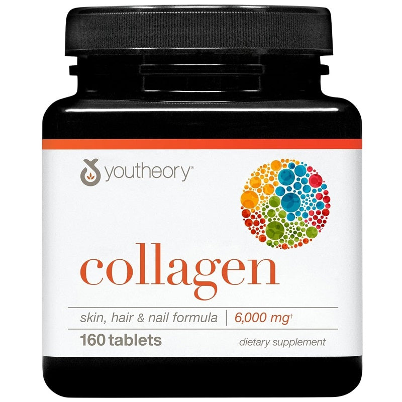 Collagen dietary supplement bottle with Vitamin C, 160 tablets