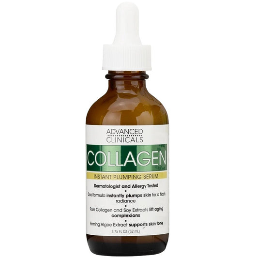 Advanced Clinicals Collagen instant plumping serum bottle with dropper, 52 ml
