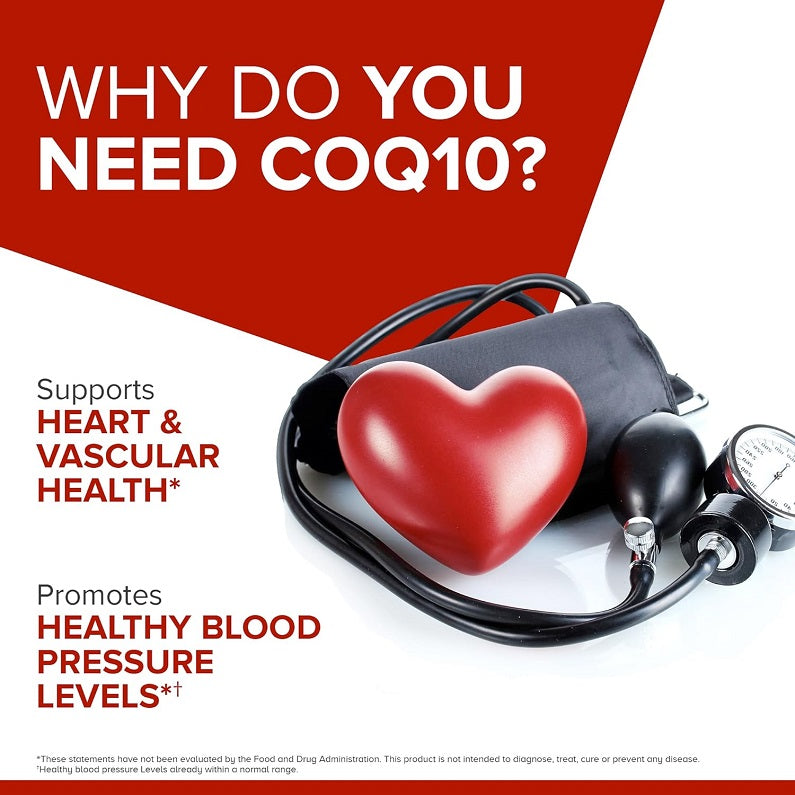 Qunol Ultra CoQ10 100mg heart and stethoscope promotional graphic for cardiovascular support