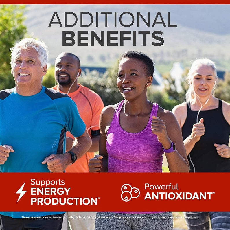Qunol Ultra CoQ10 100mg promotional graphic with people jogging