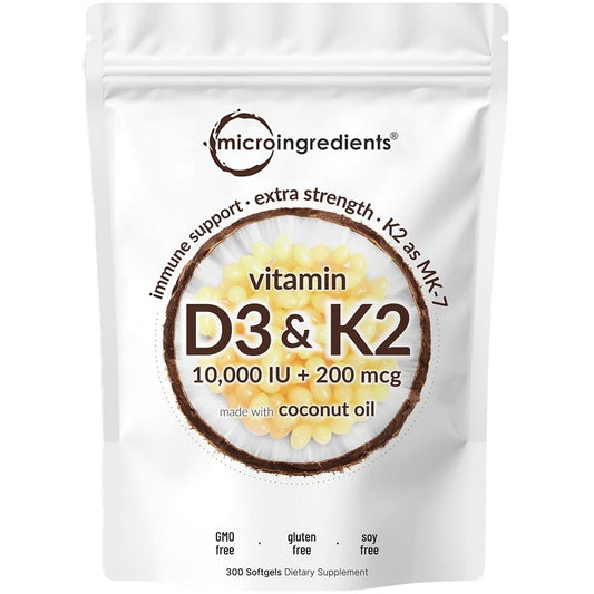 Microingredients Vitamin D3 & K2 10,000 IU softgel pouch, 300 count