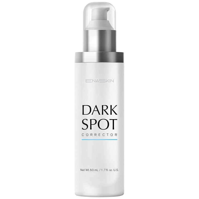 EnaSkin Dark Spot Corrector serum bottle with pump, white-and-silver design