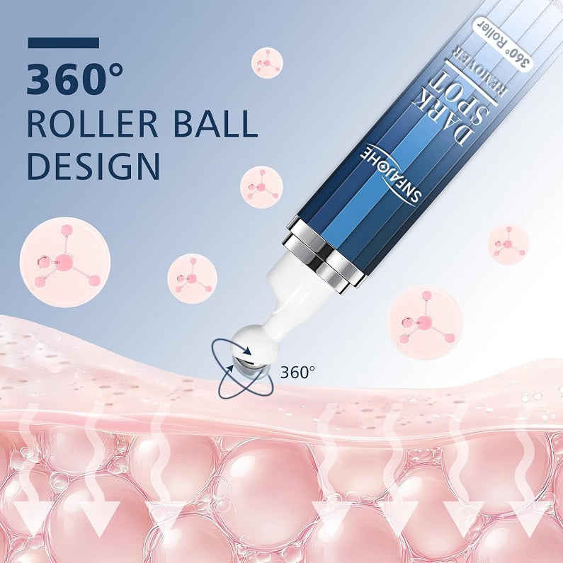 Dark spot remover 360° roller applicator with bottle, roller ball shown