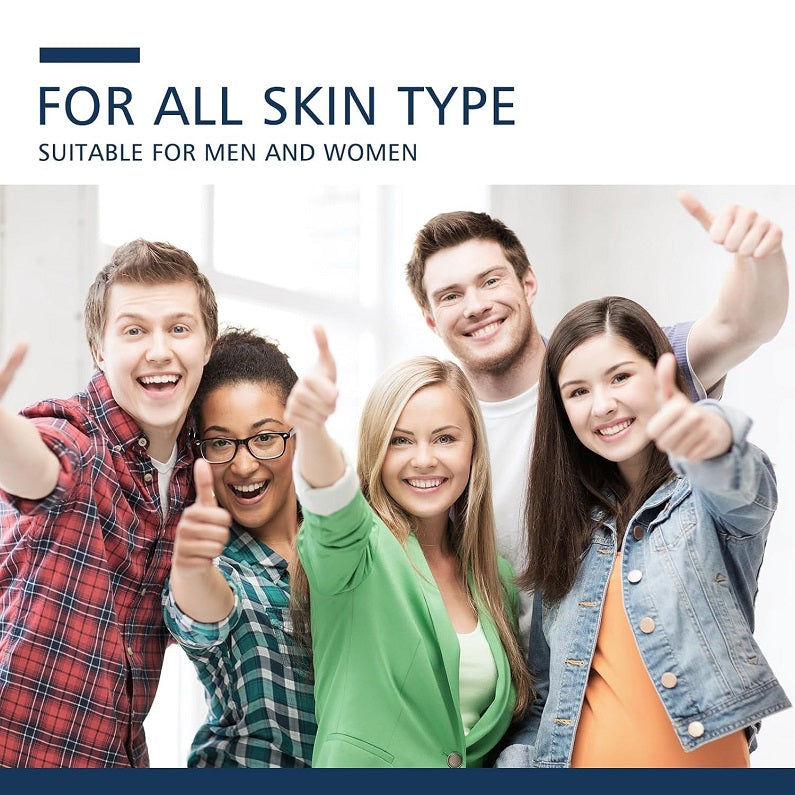 Dark spot remover roller with men and women posing in a promotional scene