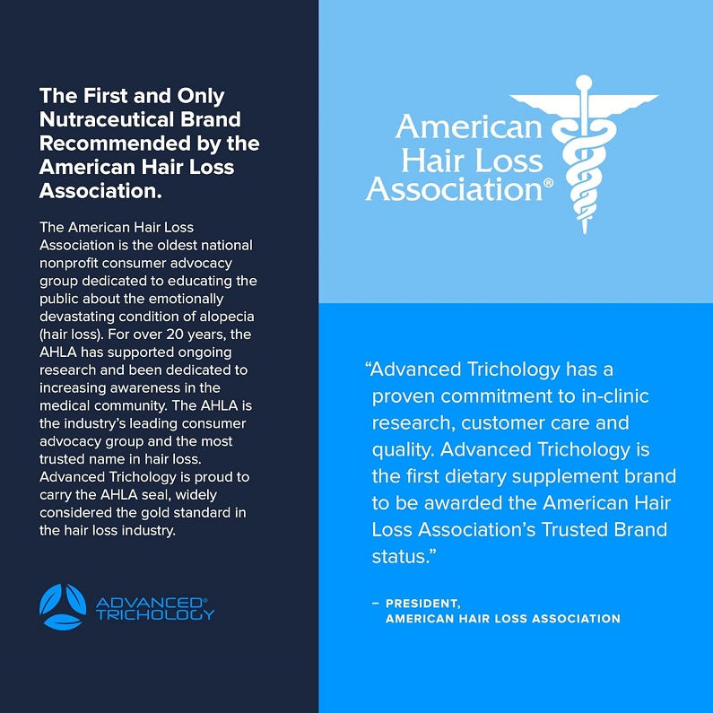 Advanced Trichology endorsement information panel for American Hair Loss Association