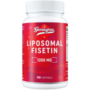 Genogna Liposomal Fisetin 1200 mg softgels bottle with red label
