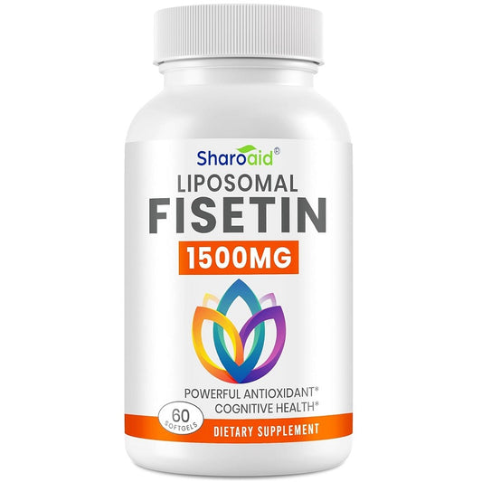 Liposomal Fisetin 1500mg supplement bottle with 60 softgels