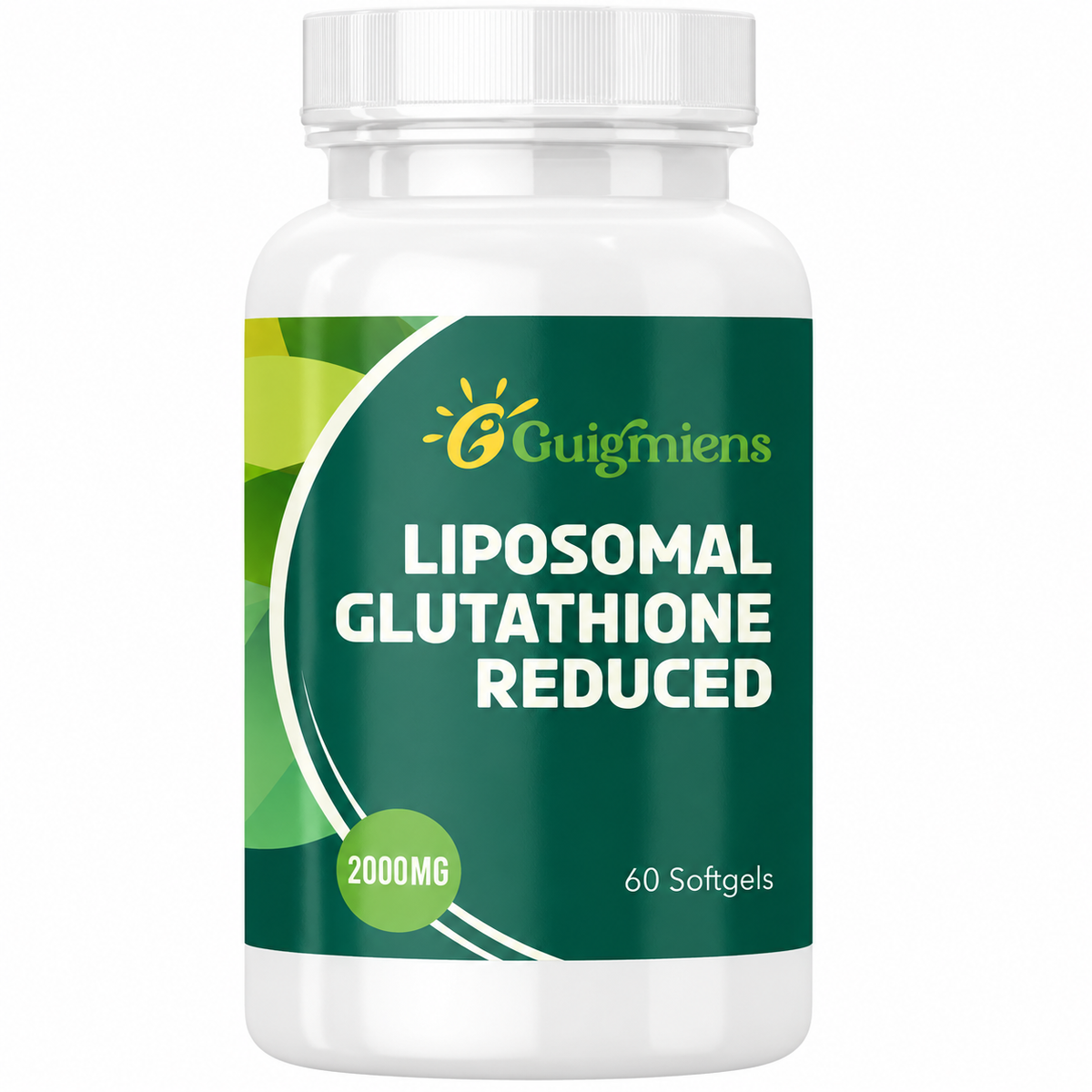 Liposomal glutathione reduced supplement bottle, 2000 mg, 60 softgels