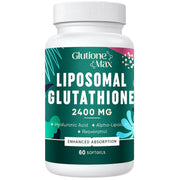 Liposomal glutathione 2400 mg supplement bottle, green label, 60 softgels