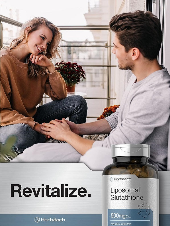 Liposomal glutathione softgels bottle with front label, 500 mg per serving