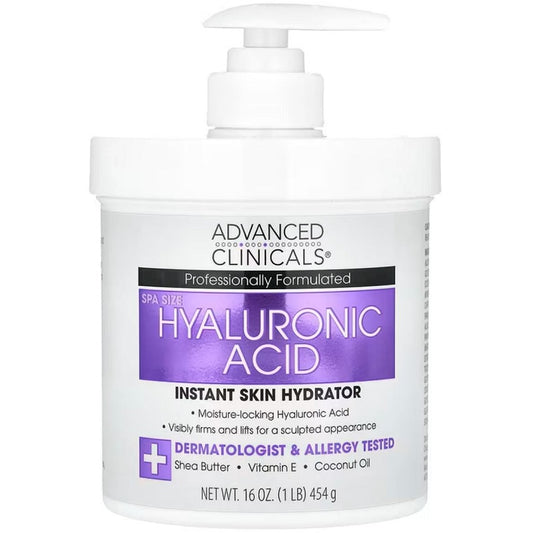 Hyaluronic acid instant skin hydrator cream jar with pump, 454 g