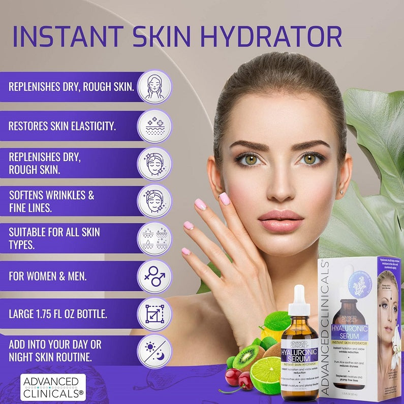 Instant skin hydrator serum bottle with matching outer box packaging