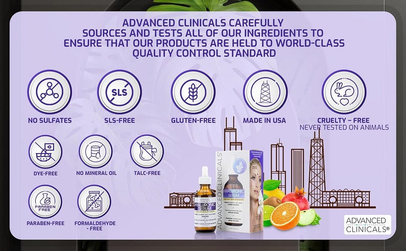 Skincare ingredient quality seal panel with serum bottle and box