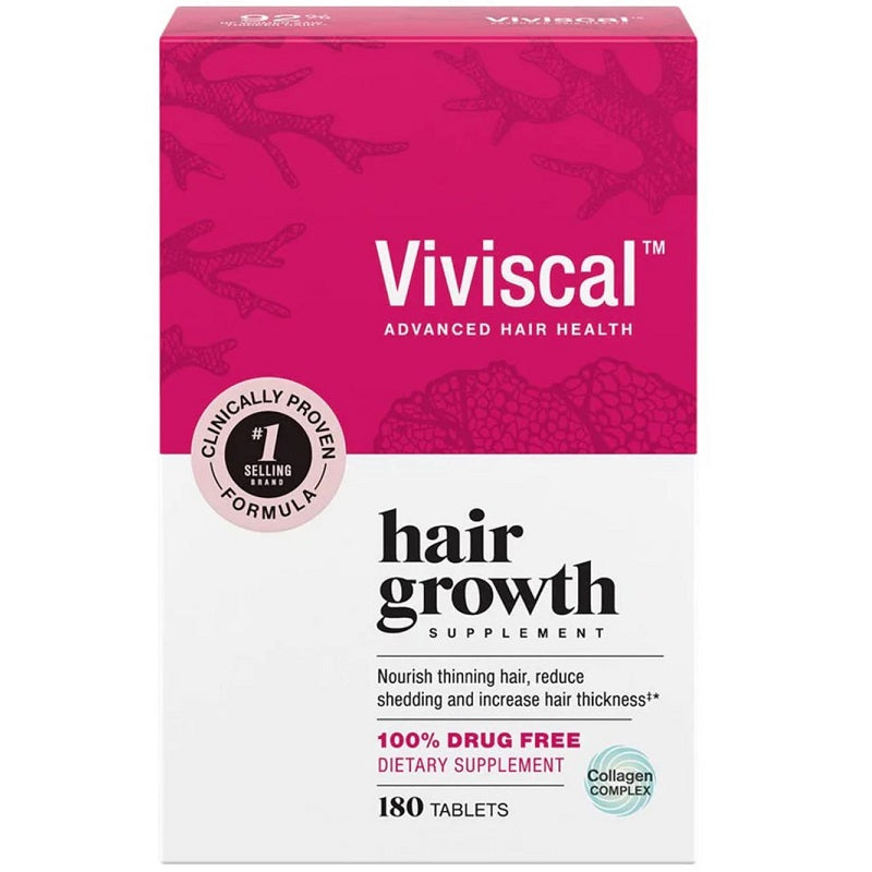 Viviscal hair growth supplement box for advanced hair health, 180 tablets