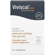 Hair growth supplement box, 60 tablets, black top and white label