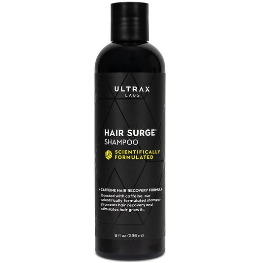 Ultrax Labs Hair Surge shampoo bottle with black cap and front label