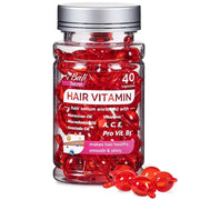 Hair vitamin treatment serum in red capsule bottle with silver cap