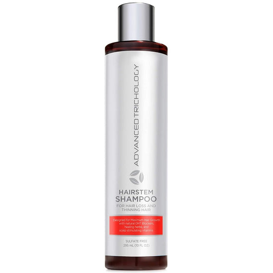 HairStem DHT Blocker shampoo bottle, 295 ml, white bottle with dark red cap