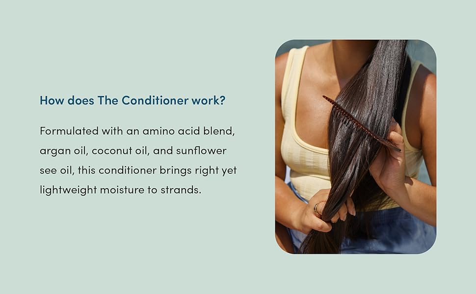 Conditioner application on long hair, hers Triple Threat set