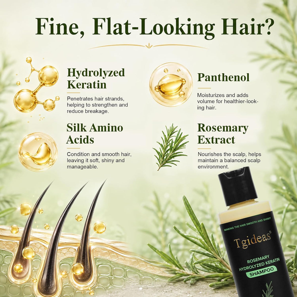 Tgideas Rosemary Hydrolyzed Kerotin Shampoo 220ml