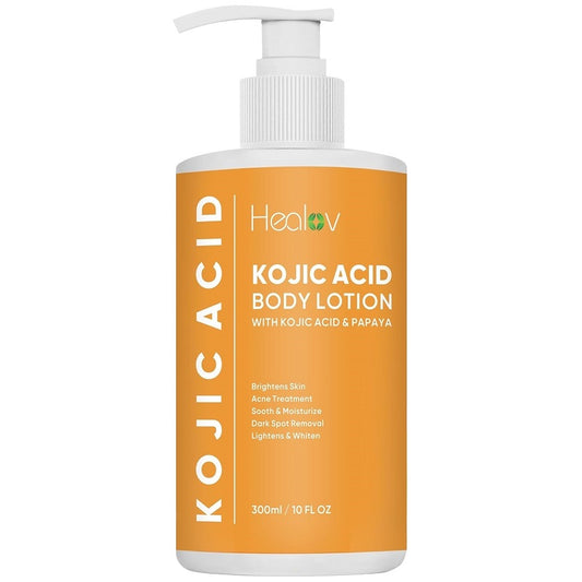 Healov kojic acid body lotion with pump; 300ml orange bottle