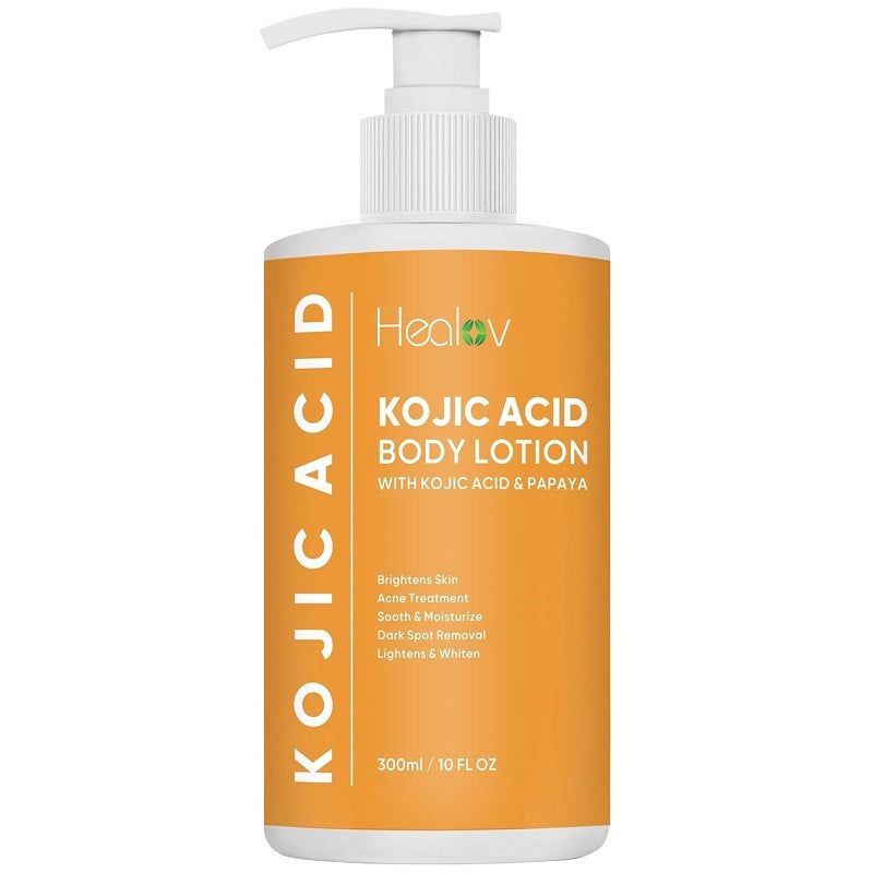 Healov kojic acid body lotion with pump; 300ml orange bottle