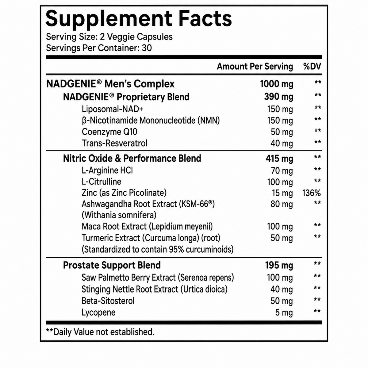 Selerb Liposomal NAD+ Men's Complex 1000mg