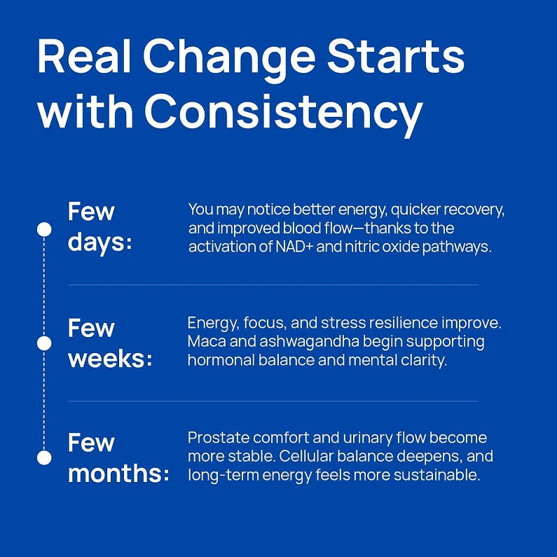 Consistency benefits chart with 'Few days,' 'Few weeks,' and 'Few months' bullets