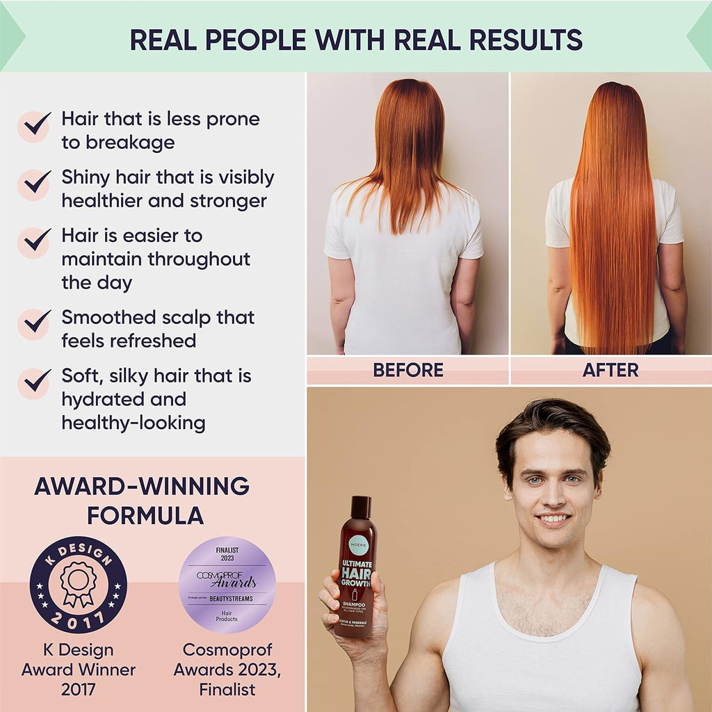 Hair mask bottle with before-and-after smooth, straight hair